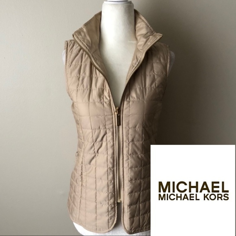 MICHAEL Michael Kors Tan Quilted Puffer Vest XS